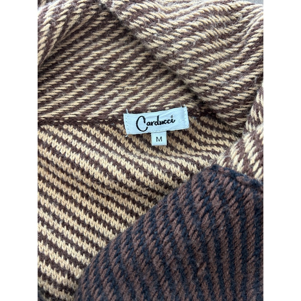 Carducci Womens Brown Colorblock Wool Blend Knit Cardigan Sweater Jacket Size M - Picture 4 of 10